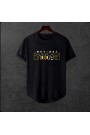  Unisex Oversize Modern Boy Pamuklu Etek Oval Siyah Baskili T-shirt
